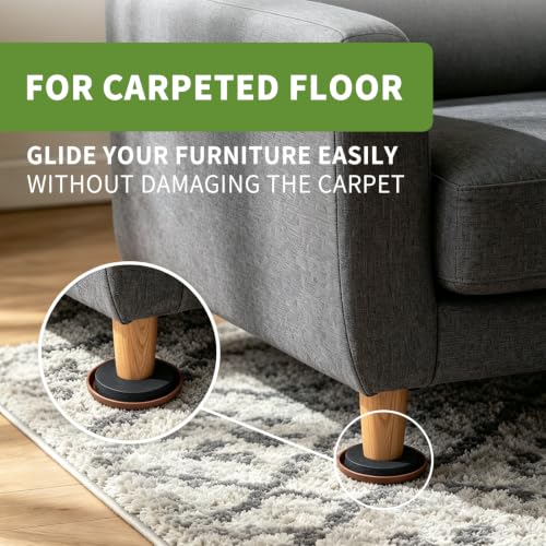Yelanon Furniture Sliders 20 Pcs 2.5" Round Brown for Carpet - size: 20pcs 2.5” Round Brown