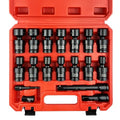 18PCS 1/2" Drive Shallow Universal Impact Socket Set,Swivel Socket Set,Metric Flexible Wobble Sockets, CR-MO,10-24mm, 3", 6" Extension Bar, Adapter,6 Point - size: 18 PCS (3/8"-1")