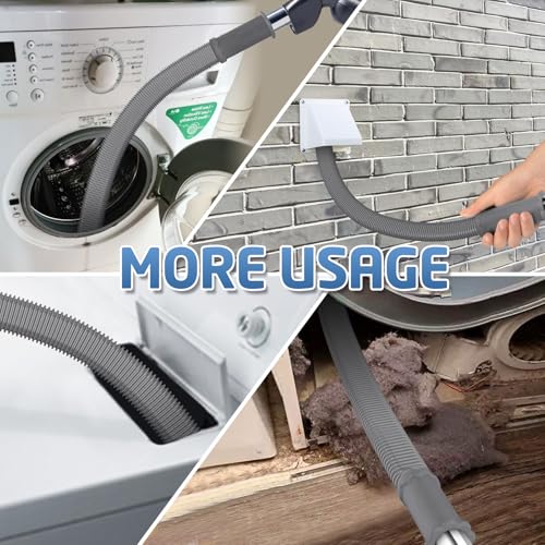 2Pcs Dryer Vent Cleaner Kit, Lint Brush & Universal Vacuum Hose Deep Gray | Upgraded Flexible Hose Design for Smooth Airflow Without Whistling Noise - color: Deep Gray