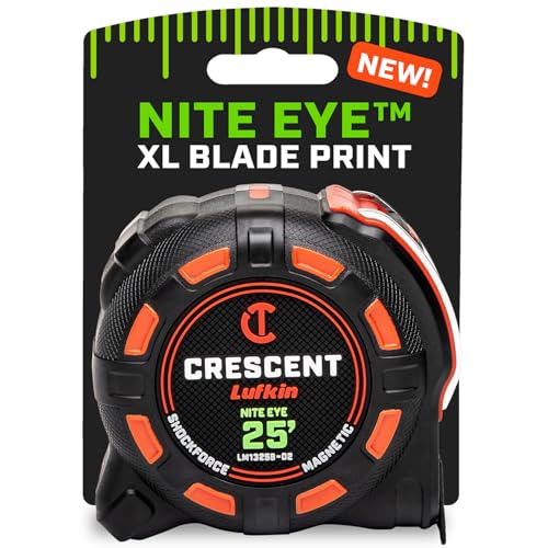 Crescent Lufkin 25' SHOCKFORCE NITE EYE Magnetic Tape | LM1325B-02 - size: 25' Magnetic, style: SAE