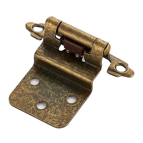 Antique Bronze Cabinet Hinges, 3/8 Inch Inset, 4 Pack(2Pairs) - color: Antique Brass