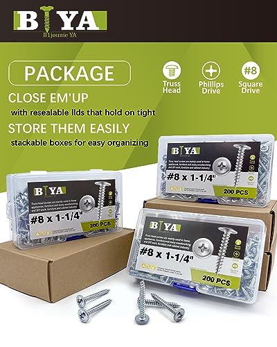 Wood Screws,#8×1-1/4 inch 300Pcs Truss Head Wood Cabinet Screws - color: Silver, size: #8×1-1/4"