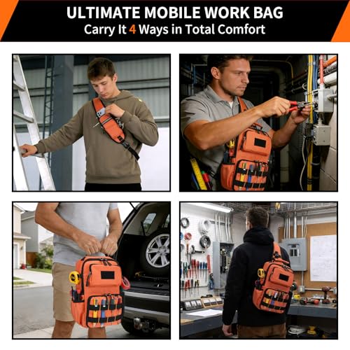 Rexmore Tactical Electrician & HVAC Tool Chest Bag, 3-Point Harness Orange - color: Orange