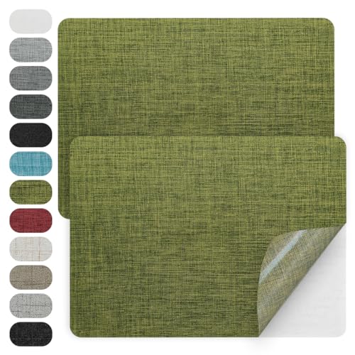 WILDREEDS 2 Pcs 8 x11 Inch Linen Repair Patches, Self-Adhesive Fabric Patch for Sofas, Couch, Furniture,Tote Bags, Car Seats (Green) - color: Green