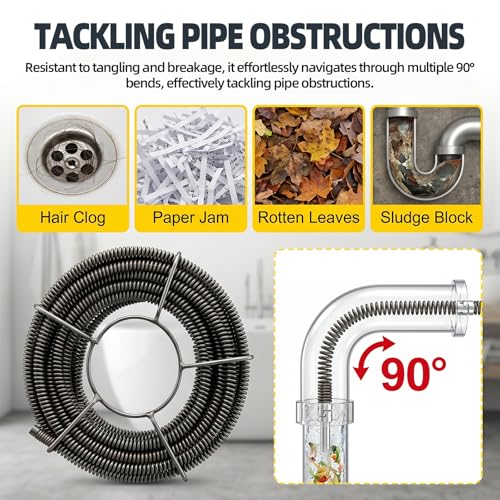 Drain Cleaning Cable, 65.6 Ft x 5/8" Auger Drain Snake
