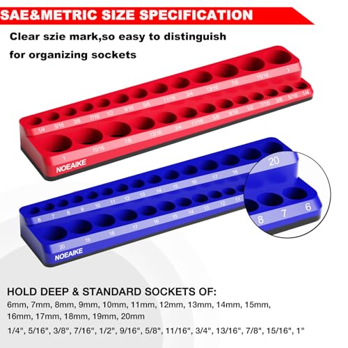 2-Pack 3/8 Inch Magnetic Socket Organizer Metric &SAE - size: 3/8"SAE&METRIC/2PCS