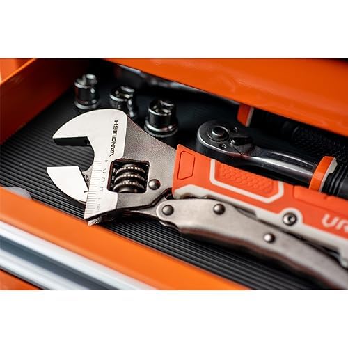 VANQUISH 10'' Locking Adjustable Wrench Extreme Grip, CR-V Steel TPR Handle, Wrench for Auto Repair, General Assembly, Maintenance, Plumbing, 3160