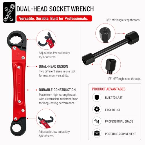 Angle Stop Wrench Kit, 1/2" Compression Sleeve Puller, Pro Plumber Wrench