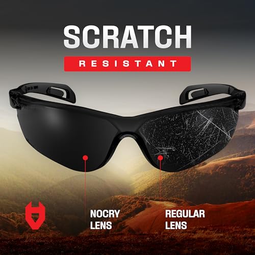 NoCry Safety Sunglasses for Men and Women; Certified ANSI Z87.1 Dark Tinted Safety Glasses with Anti-Fog & Anti-Scratch Lenses and UV Protection; Cycling Glasses, Sports Sunglasses for Men and Women - color: Dark Tinted