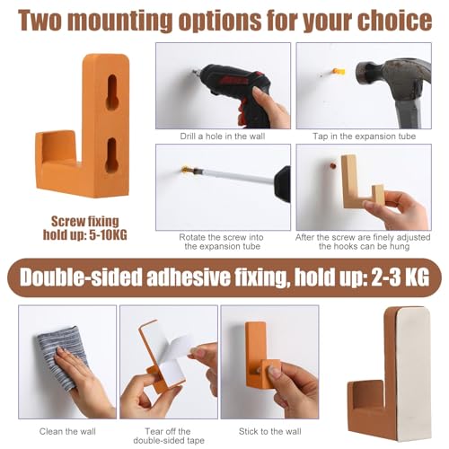 Teenyyou 6 Pcs Cute Kids Wall Hooks Adhesive for Backpack Neutral Colors - color: Neutral Colors