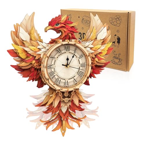 Cutywood 3D Wooden Puzzles for Adults-Phoenix Clock Puzzle-Adult Crafts - color: Phoenix Clock