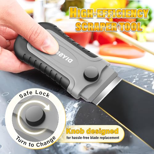 DIYSELF 2 Pack Paint Scraper Tool with 30 Razor Blades, Stove Top Cleaner Tools - color: Gray, size: 2 Pack