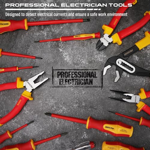 Insulated Screwdriver & Pliers Set: 14-Piece VDE Insulated Set 1000V Insulated Electrician Tool Set with Magnetic Phillips, Slotted Screwdrivers and Insulated Pliers - color: 14 Pcs Vde All-in-one + Pliers