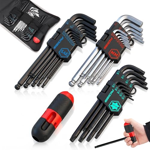 36-Pieces Ultimate Allen Wrench Set, Premium Hex & Torx Key Set, SAE & Metric Hex, Ball End Torx Wrenches with Extra - style: 36-Piece Set (S2 Steel)