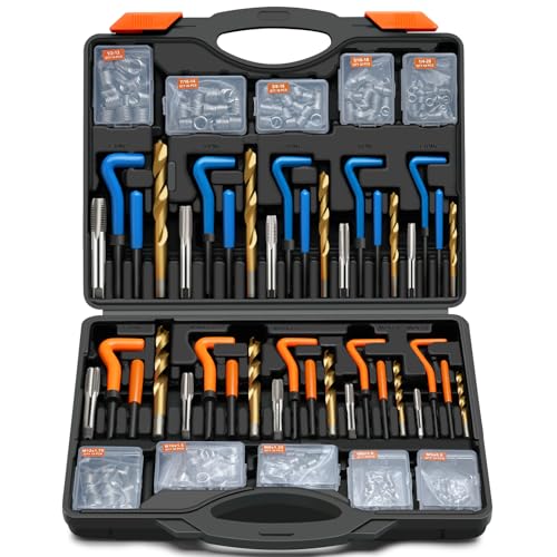 320PCS Helicoil Thread Repair Kit, Metric & SAE Heli Coil Insert Set - size: Metric&Sea320pc