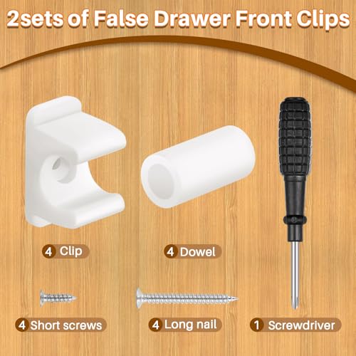 Juexica 4 Pairs False Cabinet Front Clip False Drawer Clips, White - color: White