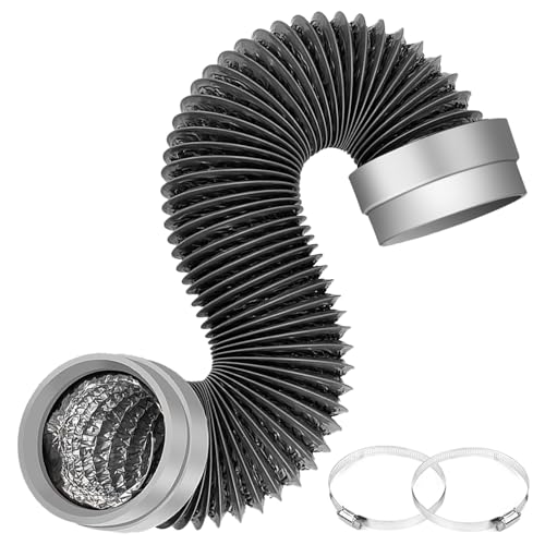 MATEWORK 5FT Dryer Vent Hose 4 Inch, Heavy Duty Flexible Aluminum Duct - color: Dark Grey, size: 4 inch 5 Feet