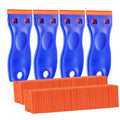4 PCS Plastic Razor Blade Scraper and 120 PCS Plastic Razor Blades, Cleaning Scraper Tool for Remover, Adhesive, Stickers, Decals, Glass, Labels, Cars Windows