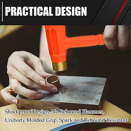 C&T 2-Pieces Dead Blow Hammer Set with Brass Cap, Orange,Shockproof Design - style: 2PC