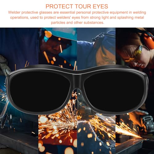 HARFINGTON Welding Safety Glasses IR PPE Protective Glasses Lens CE Certified Protective Welding Eyewear - color: Black, size: Shade 5