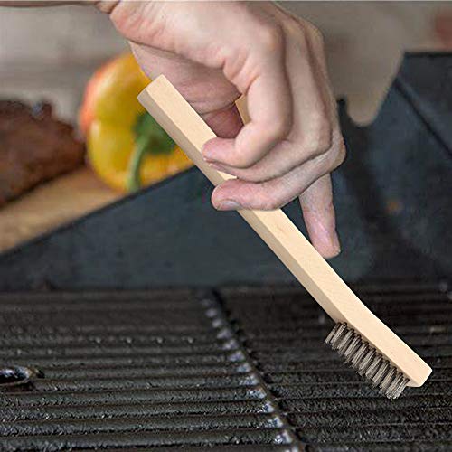 MAXMAN Wire Brush Set 12Pcs, Small Detailing Brushes, for Cleaning Rust - style: Without small top brush