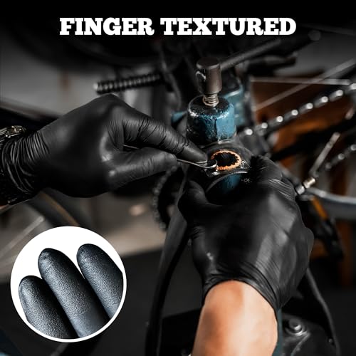 TitanFlex Disposable Nitrile Exam Gloves - 6-mil, Black, Heavy Duty, Latex Free, Food Safe for Cooking - size: X-Large