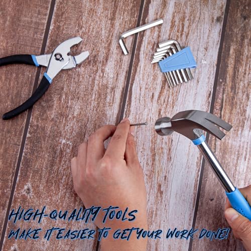 CARTMAN 39-Piece Household Tool Set, Blue Hand Kit With Storage Case - color: Blue