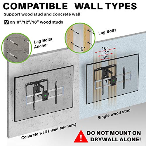 Outdoor TV Wall Mount for 47-90" TVS, Full Motion Weatherproof TV Bracket - size: For 47" to 90" TVs