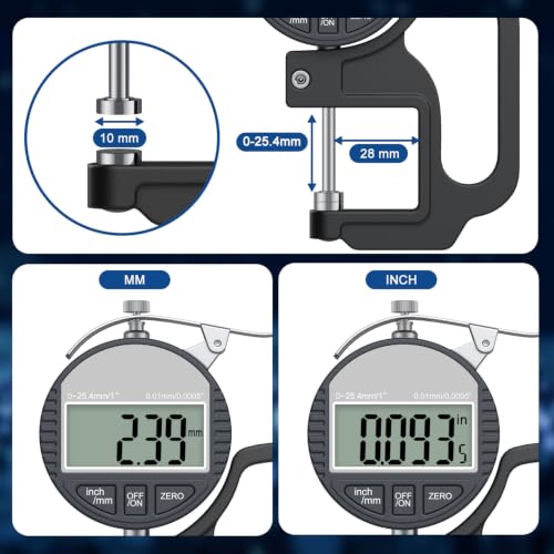 Digital Thickness Gauge 0-25.4mm/1" | 0.01mm/0.0005" - size: 0-1"/0.0005"