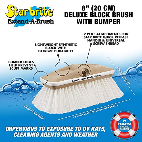 STAR BRITE Deluxe Stiff Heavy Duty 8" Brush Head with Bumper - color: White, size: Deluxe 8" Brush