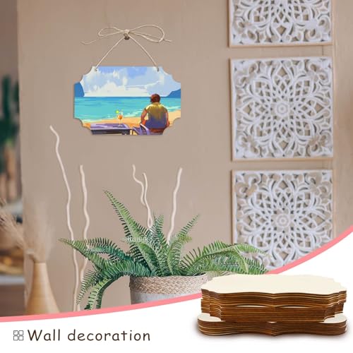 FSWCCK 24 Pieces Unfinished Hanging Wood Sign Blank with Ropes, Rectangle Blank Wood Sign Plain Hanging Craft Door Signs Wall Art Farmhouse Wooden Sign for Door Wall Art Decoration (3 Style)