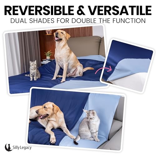 Thin Reversible Waterproof Protective Bed Cover (Queen Size, 96 x 82 inch), for Dogs and Cats, Babies; Incontinence, Dirt, Drool - color: Blue, size: Queen 96 x 82 inch