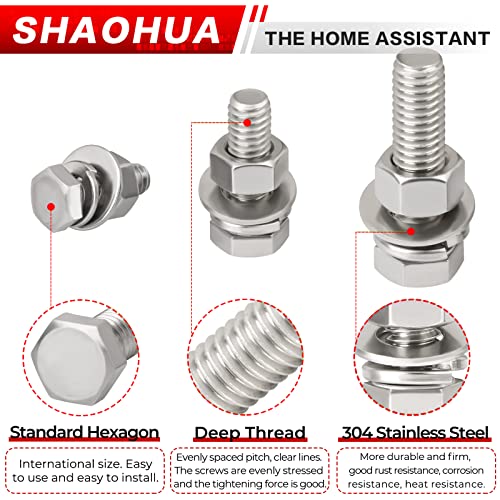 M3 M4 M5 Metric Bolt Assortment, 512PCS 8mm to 30mm Screw Assortment, 304 Stainless Steel Nuts and Bolts, A2-70 Flat Hex Screws Bolts and Nuts Kit, Lock and Flat Gasket Washers Assortment Kit - size: D. M3 M4 M5