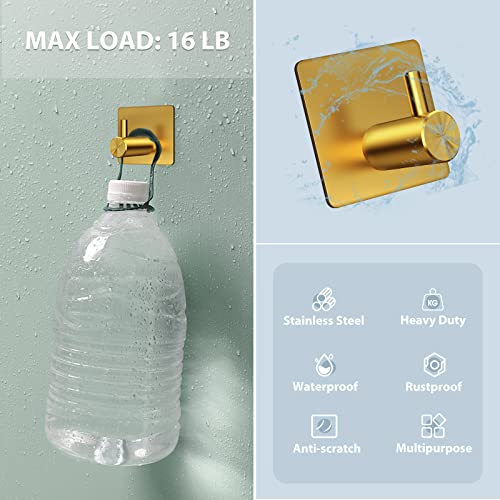 VIS'V Adhesive Towel Hooks, Shower Wall Stick on Hooks, Gold, 4 Pcs - color: Gold