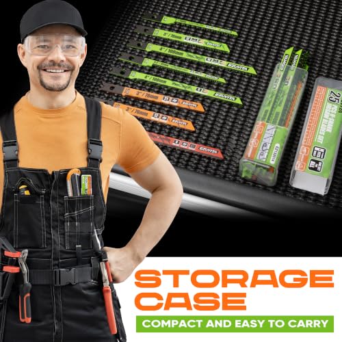 25pcs U-Shank Jigsaw Blades Set with Storage Case - size: 25pcs BD119B-BD127D