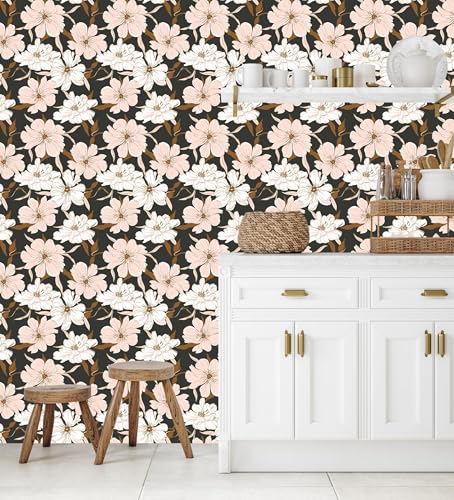 Main Street Peel and Stick Wallpaper Sheets, Peony Party, 12-Pack - style: Peony Party