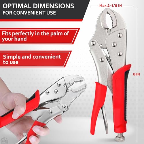Vice Grips Pliers, 8 In, Adjustable, Alloy Steel Curved Jaw, Strong Locking - color: Vise Grips