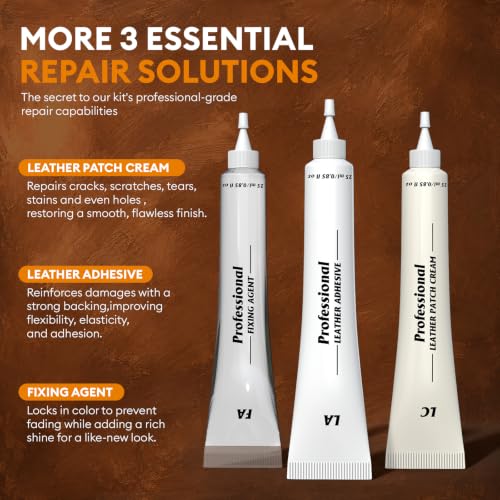 Leather Repair Kit for Furniture, Vinyl Repair Kit to Match Any Brown Color - color: Brown