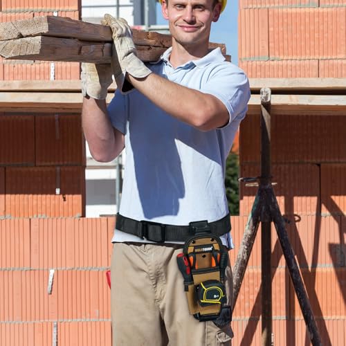 MELOTOUGH Small Tool Pouch with Quick Release Belt Clip,Clip On Tool Belt Pouch with Electrician Tapemeasure Clip, Mini Work Organizer Tool Holster and Knife Tool Holder Pouch - color: Khaki Small Tool Pouch
