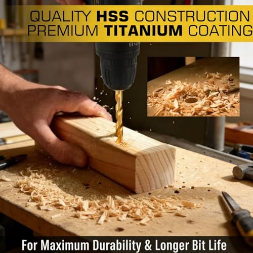 230 Pcs Drill Bit Set, 135°Tip High Speed Steel for Wood, 3/64"-1/2"