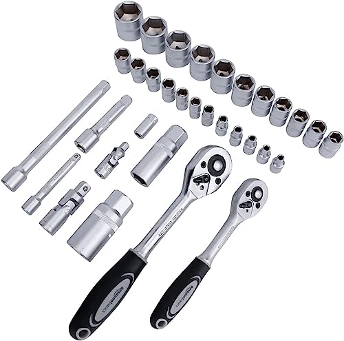 Amazon Basics 65-Piece General Household Home Repair and Mechanic's Hand Tool Kit Set with Storage Case, Portable, Non-Slip Handles, Black - size: 65 piece