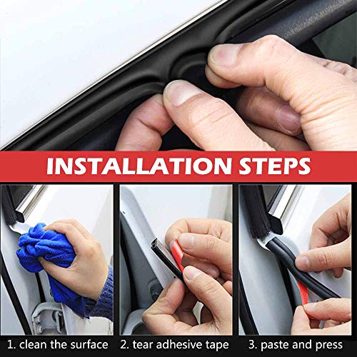 52.4Ft Universal Self Adhesive Weather Seal Strip for Auto, 51/100 x 1/5 Inch Thick, Car Door & Window Weatherstrip with Engine Cover (2 Rolls, 26.2 Ft Each) - size: 52.4 Feet Long