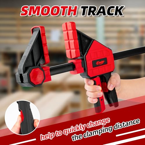 Bar Clamps for Woodworking, 2-Piece 6 Inch Clamps Set with 550 LBS Load Limit, One-Handed Clamp/Spreader, Heavy-Duty Quick-Change F Clamp, Ideal for Woodworking/Carpentry/Home Improvement/DIY