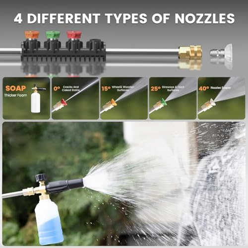 Giraffe Tools Grandfalls Retractable Wall Mounted Pressure Washer Pro, 3700 PSI, 1.6 GPM Electric Power Washer, Automatic Rewind, 5ft Garden Hoses, 5 Nozzles for Cars/Fences/Patios, Dark Silver - color: Dark Silver, size: 5ft