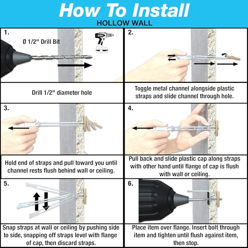 TOGGLER SNAPTOGGLE Drywall Anchor with Included Bolts for 0.25"x2.5" (100 Pieces) (Pack of 3) - size: 2.5 inches (Pack of 3)