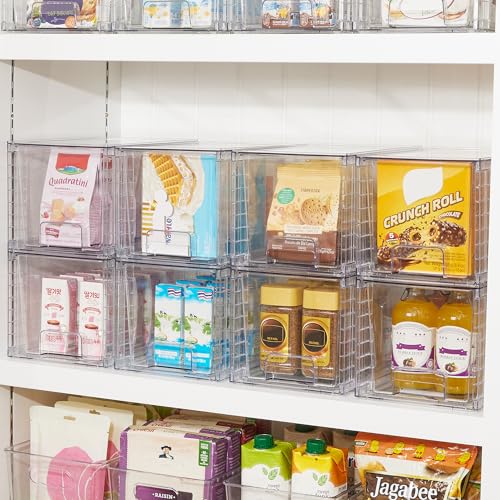 Vtopmart 8 Pack Stackable Clear Pantry Storage Drawers, Large - size: 4Pack 7"H (Pack of 2)