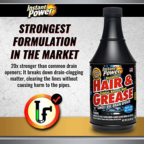 Instant Power Hair & Grease Drain Opener & Clog Remover, 20 fl oz, 6 Pack - size: 20 Fl Oz (Pack of 6)