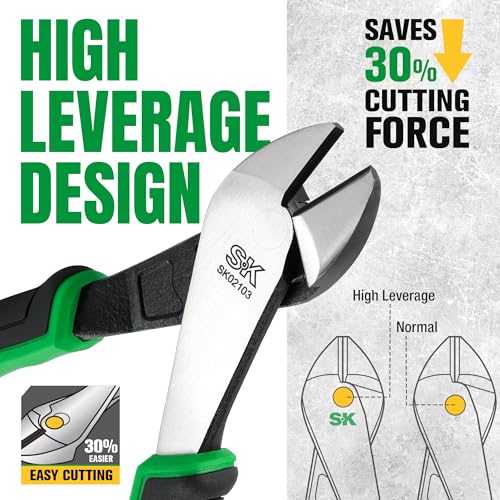SK 8-Inch Side Cutters, Heavy Duty Diagonal Cutting Pliers, Wire Cutters - style: 8in Diagonal Pliers