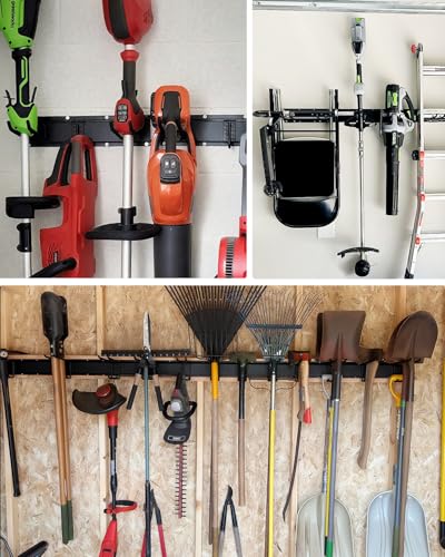 Garage Tool Organizer Wall Mount, 48in Tool Rack, 420LBS Capacity - size: 48" 3 Panels & 8 Hooks