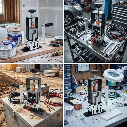 Manual/Drill Powered Wire Stripping Machine, 1-25mm Adjustable Copper Wire Stripper Tool, for Scrap Cable Recycling, Portable & Heavy Duty Copper Wire Peeler with Gloves, Wrench & Screws